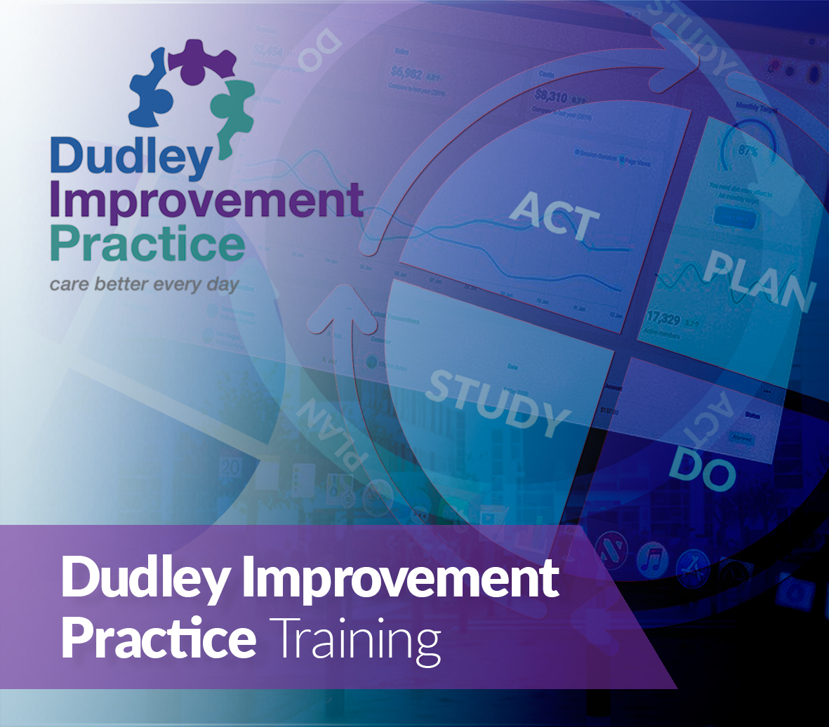 A graphic showing the Dudley Improvement Practice training marketing advert